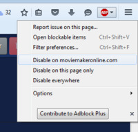 غیرفعال کردن AdBlock Plus برای moviemakeronline.com در Firefox